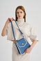 Lucky Bees Bolso de Hombro Azul y Crema